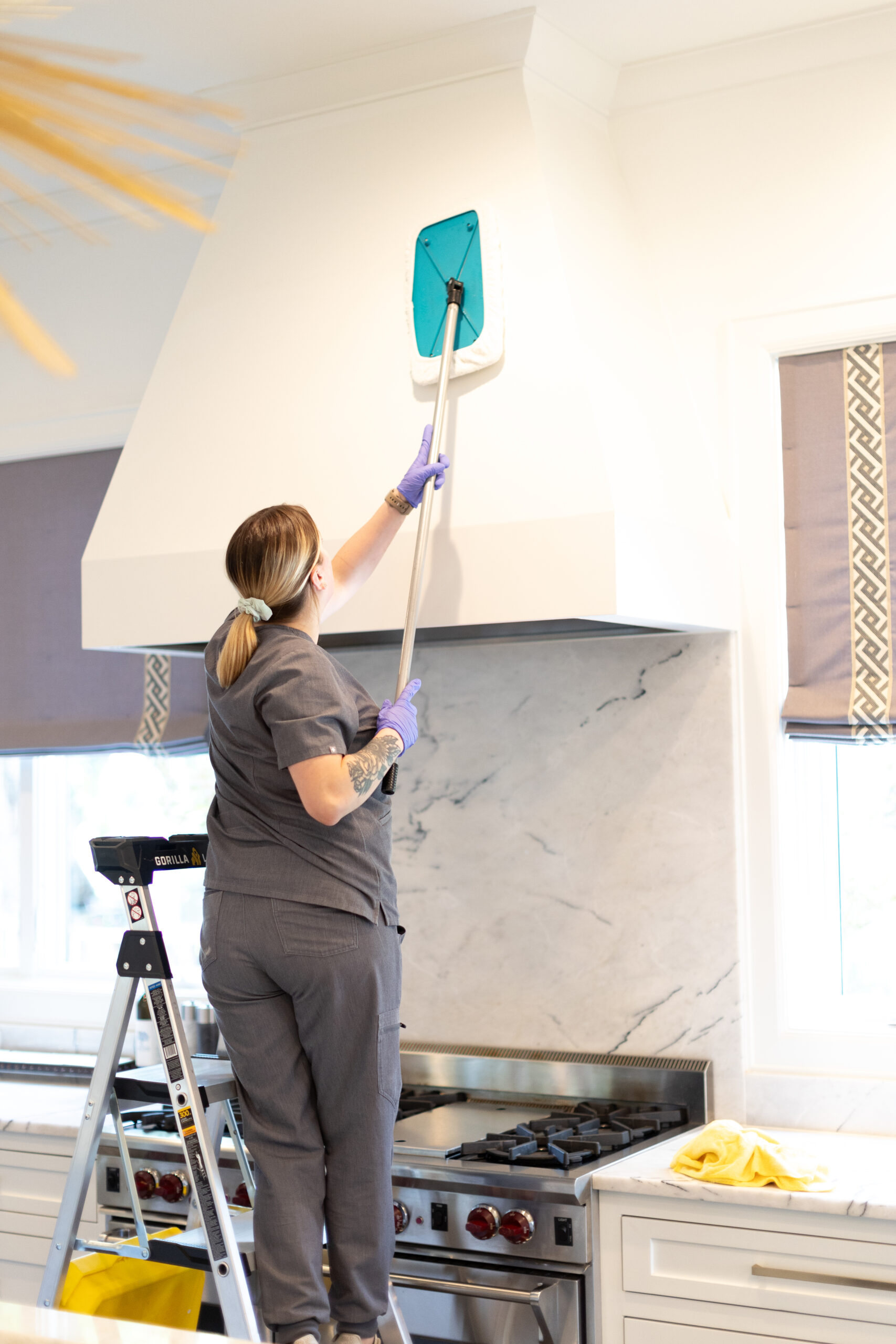Vella’s staff deep cleaning the kitchen in Dallas.