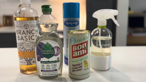 A lineup of non-toxic cleaners used by Vella in Texas.
